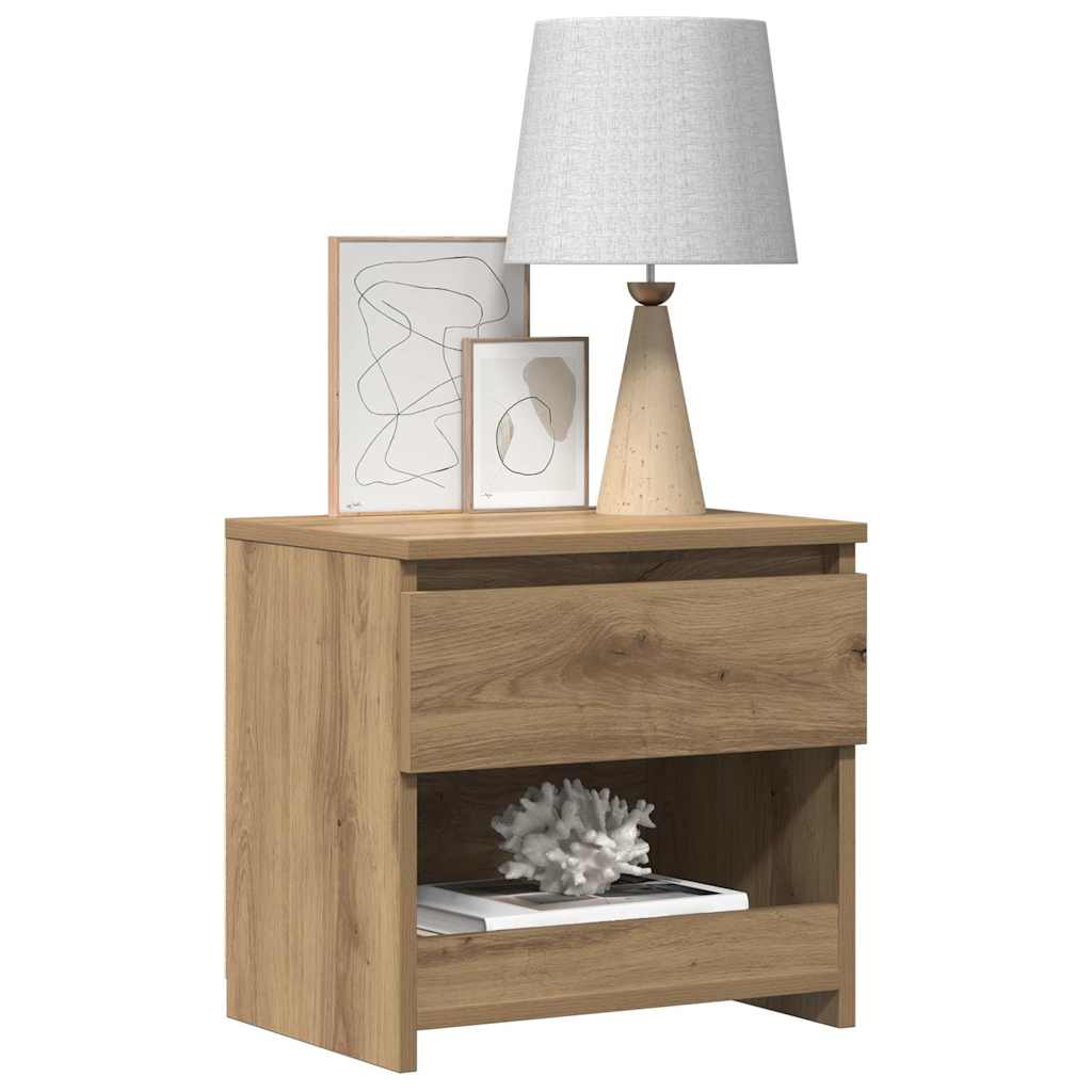 Comodini 2pz Rovere Artigianale 40x30x39cm In Legno Multistrato