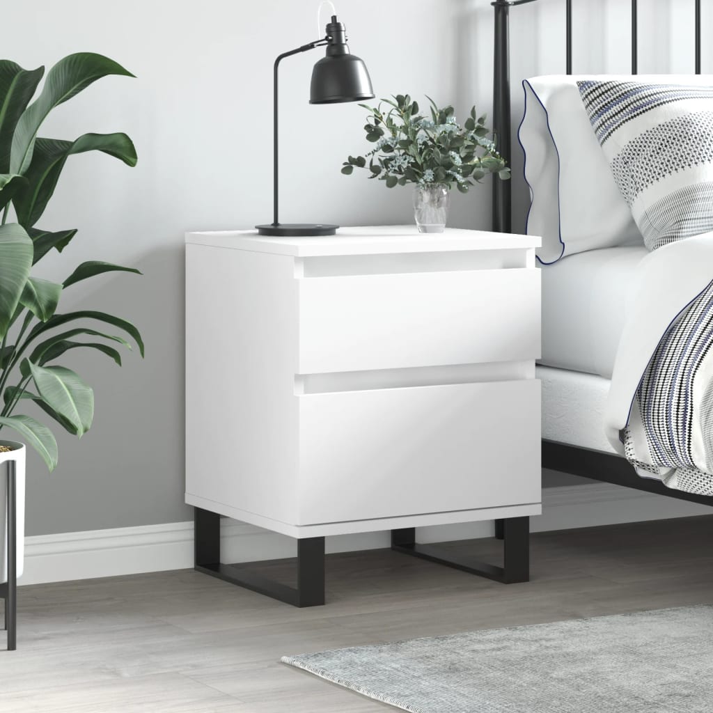 Comodino Bianco 40x35x50 Cm In Legno Multistrato