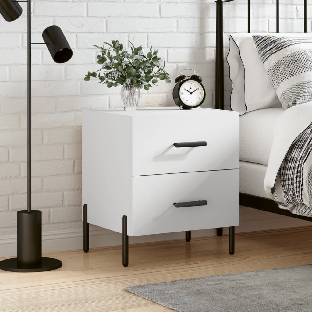 Comodino Bianco 40x35x47,5 Cm In Legno Multistrato