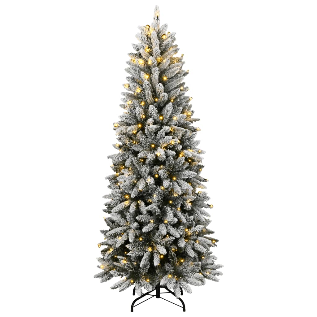 Albero Di Natale Artificiale Con 150 Led E Neve Fioccata 150 cm