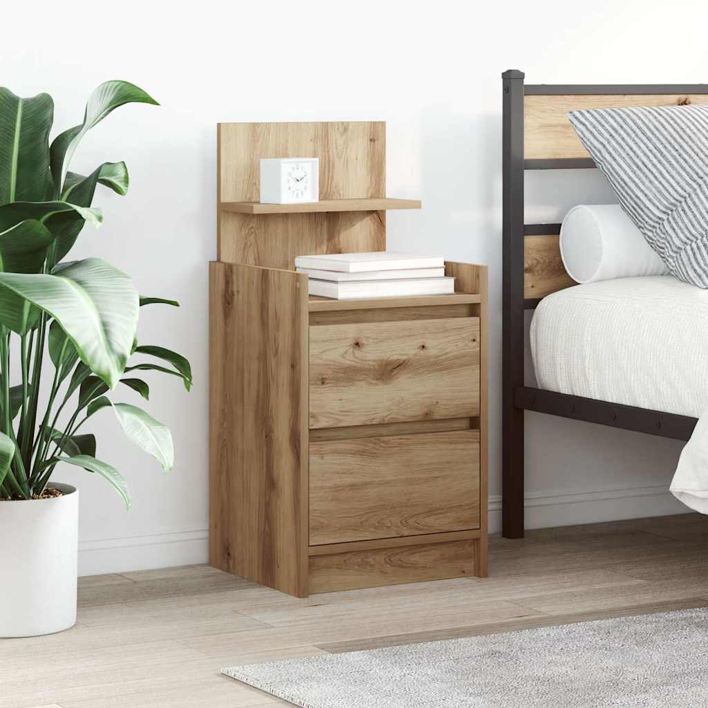 Comodini Con 2 Cassetti 2 Pz Rovere Artigianale 38x34x80 cm