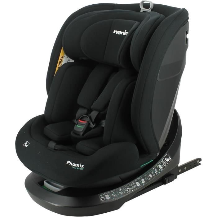 Seggiolino Auto Isofix - Nania - Phoenix - Gruppo 0/1/2/3 - I-Size - Girevole - Reclinabile - Riduttore - Nero