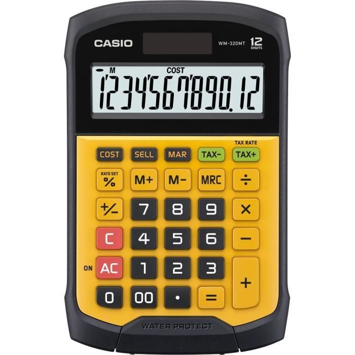 Calcolatrice Da Tavolo - Casio - WM-320mT-W-Ec - Solare - Nero / Giallo