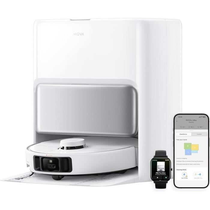 Mova P50 Pro Ultra - Robot Aspirapolvere Con Dock - 19.000 Pa - Spazzola AntI-Groviglio - Pulizia Automatica