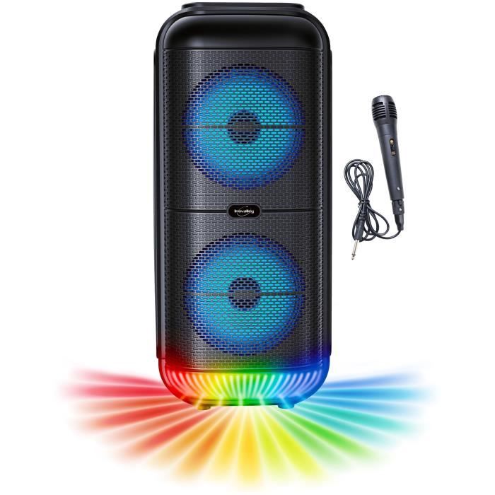 Altoparlante Karaoke Illuminato - Inovaley - Ka22-Bth - Bluetooth V5.0 - 49 Cm - 500 W - Nero