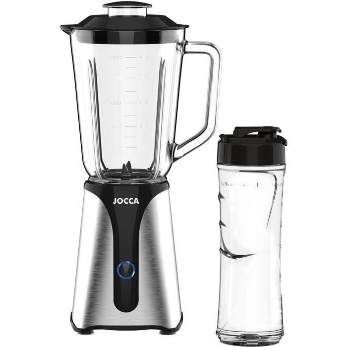 Frullatore - Jocca - 350 W - Ciotola In Vetro Da 1 L - Bottiglia Da 600 Ml - Nero