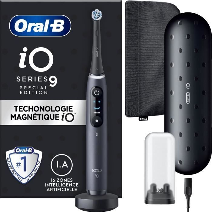 Oral -B Io 9 - Brama Black Electric Denti - Bluetooth Connected, 1 Brush, 1 Caricatore Di Viaggio, 1 Busta Magnetica
