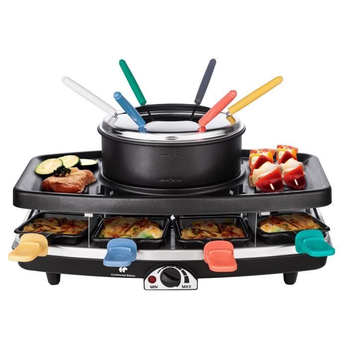 Continental Edison Fd12881 Raclette E Fondue 8 Persone - Nero