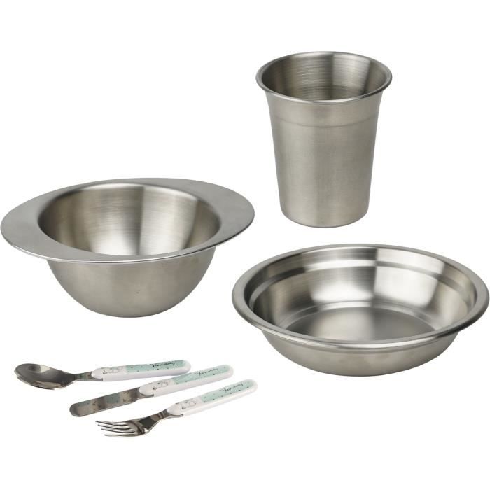 Confezione Pasto - Thermobaby - Acciaio Inossidabile - Tazza, Ciotola, Piatto Fondo, Set Di Posate