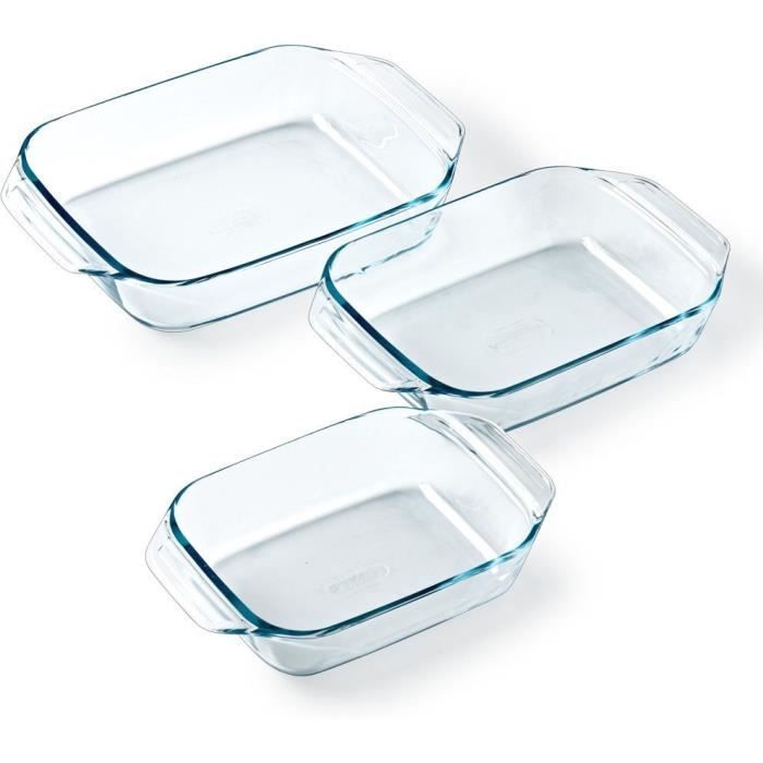 Set 3 Pirofile Da Forno - Pyrex - Vetro - Rettangolari - Irresistibili - 20-25-28 cm