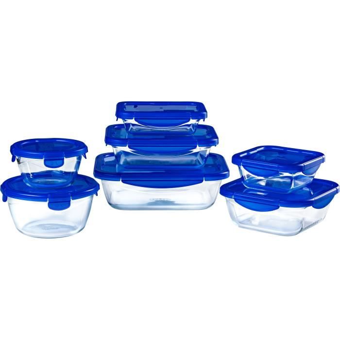 Set Di 7 Contenitori Per Alimenti - Pyrex - Cook & Go - Vetro - Coperchio Ermetico