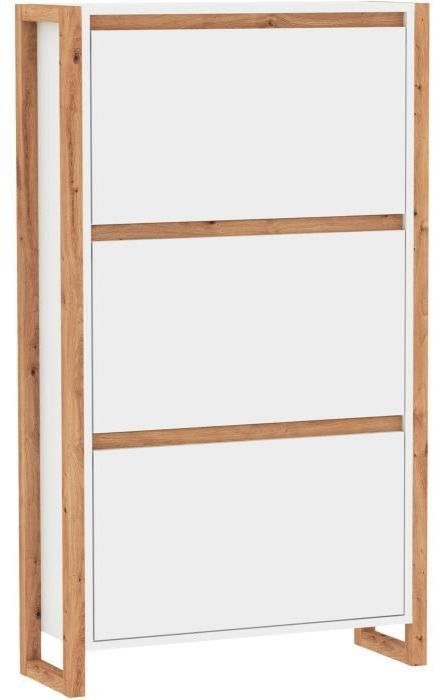 Zapatero - Denver 49a - Blanco / Roble - 70 X 25 X 125 cm