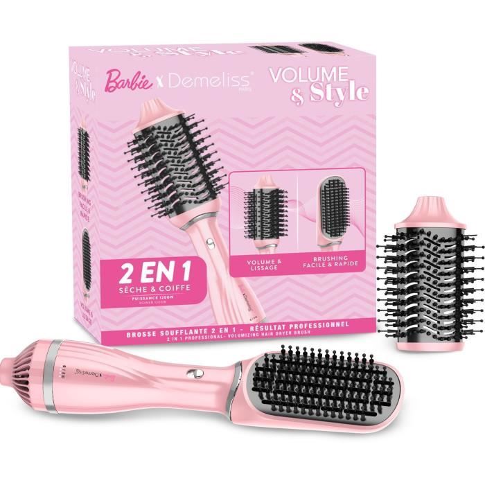 Spazzola Asciugacapelli - Demeliss - Volume & Style - Barbie Edition - 1200 W - 3 Temperature - Rosa
