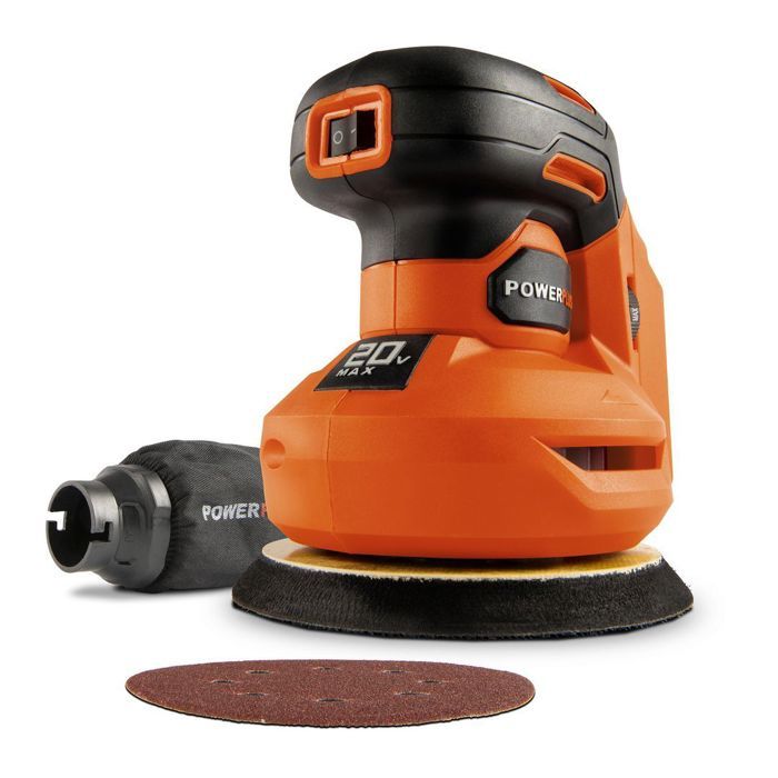 Wireless Eccentric Sander 20v Ø125 + 1x Abrasive G80 - Dual Power Powdp50400 - Consegnato Senza Batteria O Caricabatterie