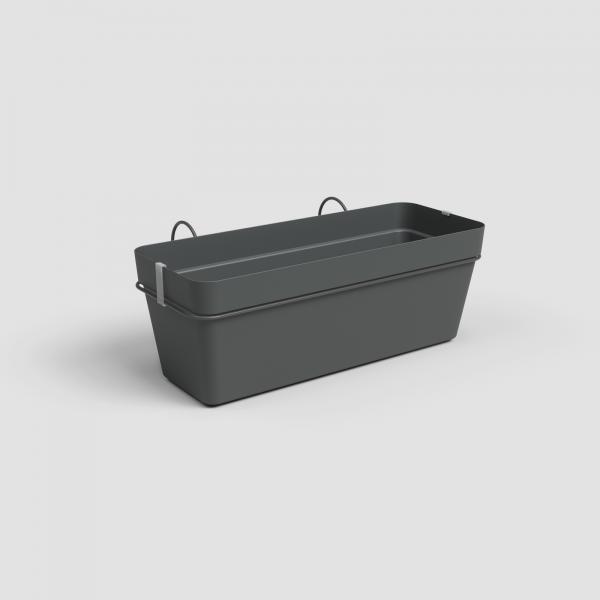 Artevasi - Kit Fioriera Da Balcone Capri Re 50cm V2 Antracite 50,2 X 28,5 X H20 Cm - 1,45l