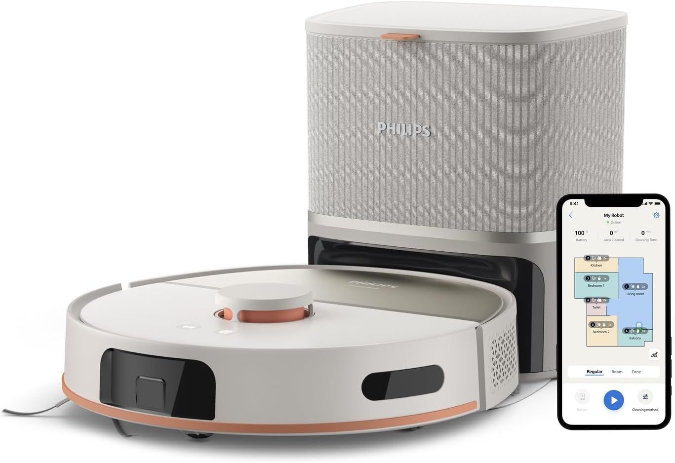 Aspiradora Robot Philips Xu5100/20 - 10000 Pa - Vaciado Automático - Navegación Láser