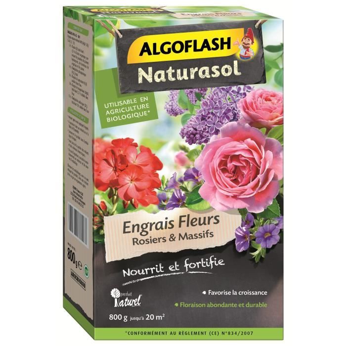 Algoflash Naturasol Fertilizzante Per Rose - 800 G - Favorisce La Crescita E La Fioritura