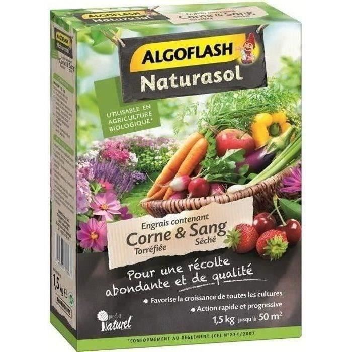Algoflash Naturasol - Fertilizzante A Base Di Corno Tostato E Sangue Essiccato 1,5 kg