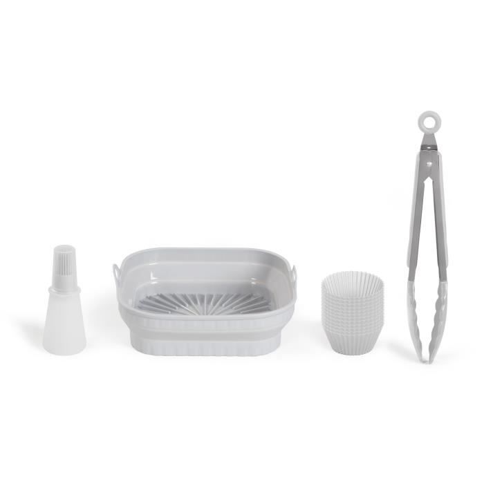 Set Di 4 Accessori Per Friggitrice Senza Olio - Livoo - Men428 - 1 Stampo Pieghevole 2 In 1 - 1 Set Di 12 Stampi - 1 Spazzola - 1 Pinza