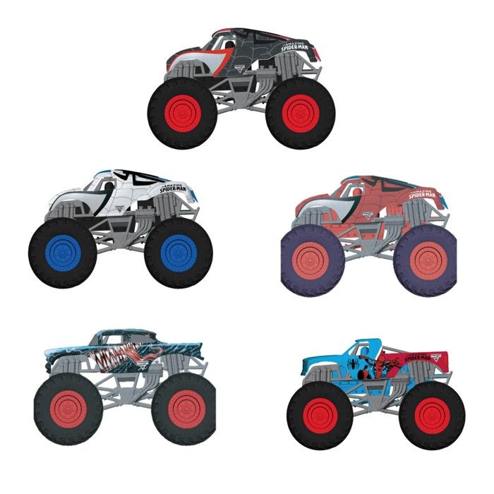 Confezione Da 5 Modellini Pressofusi Di Spiderman Monster Jam