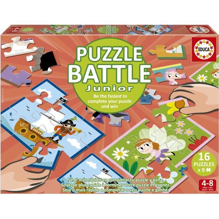 Puzzle - Educa - Battle Jr Fantasy - 16 Puzzle - Tema Fantasy - Per Bambini Dai 4 Anni