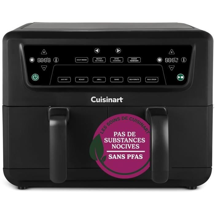 Freidora De Aire Cuisinart Afd10oble - Capacidad De 10,4 L - Tanque Doble - Negra - 2400 W