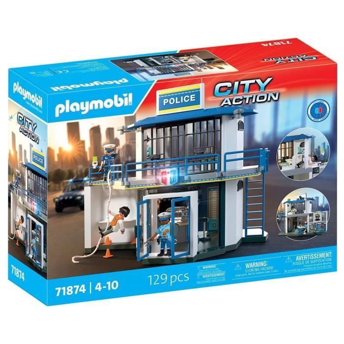Playmobil 71874 Stazione Di Polizia Con Sala Ricerche, Agenti Di Polizia, City Action, 129 Pezzi, Dai 4 Anni In su