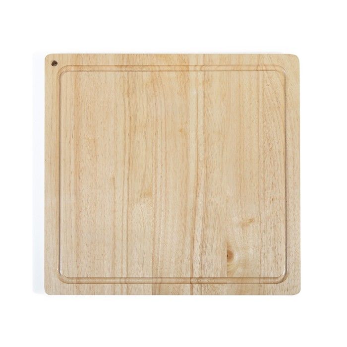 Tagliere - Livoo - Mes141 - Legno Di Caucciù - Misura Xxl - 46 X 46 Cm - Scanalatura Integrata