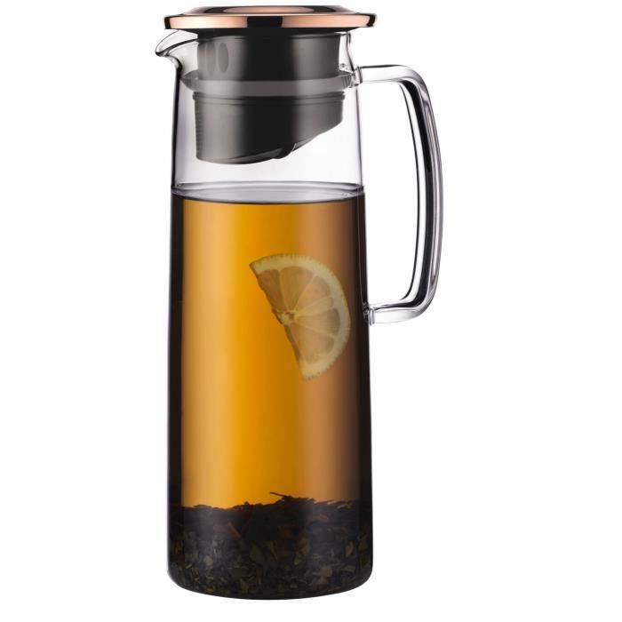 Brocca Con Infusore In Vetro - Bodum - Biasca - Coperchio In Rame Con Filtro - 1,2 L - Trasparente