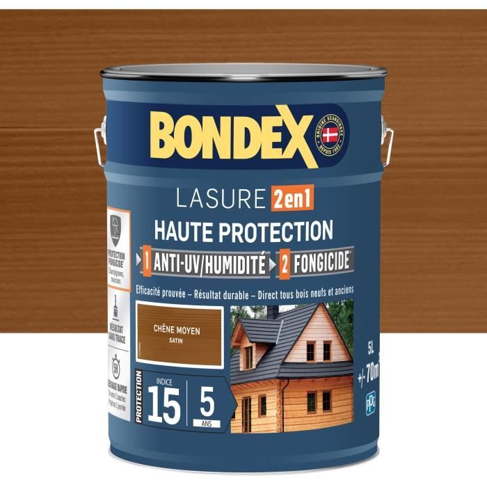 Colorante 2 In 1 Ad Alta Protezione - Rovere Satinato Medio - Bondex - 5 L