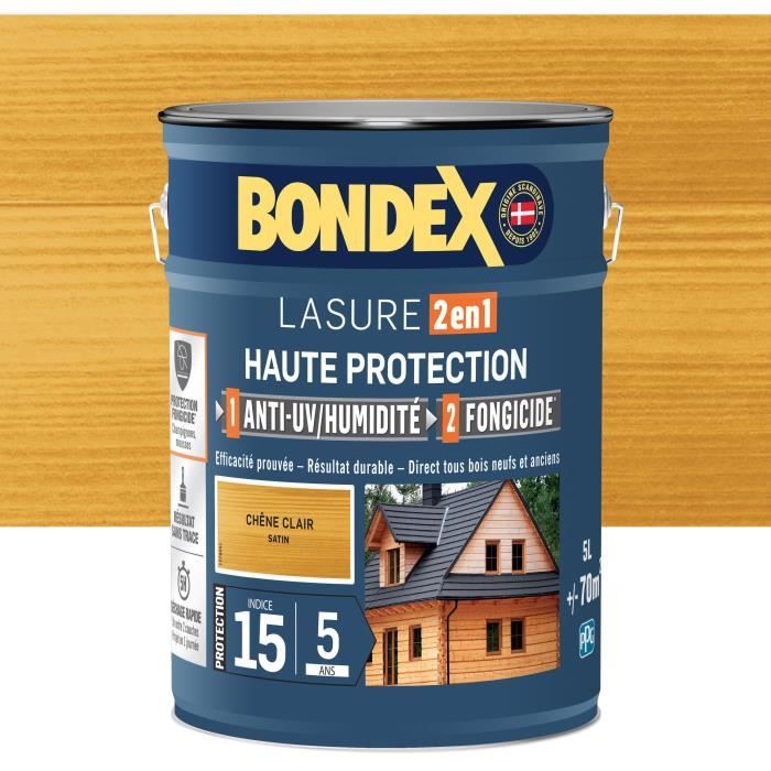 Colorante 2 In 1 Ad Alta Protezione - Rovere Chiaro Satinato - Bondex - 5 L