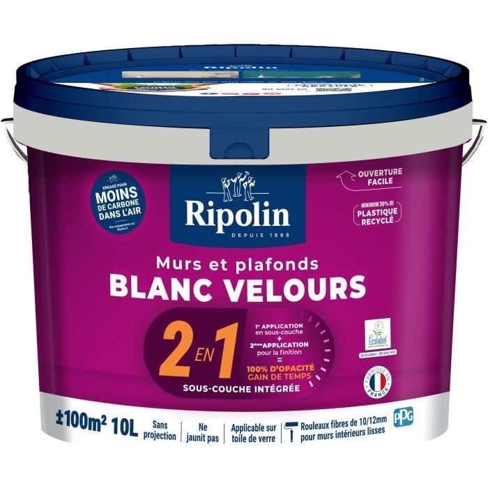 2 In 1 Da Parete E Soffitto Bianco Velluto - Ripolin - 10 L