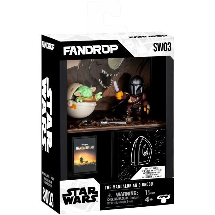 Figurina - Fandrop X Star Wars - Mandalorian & Grogu - Vetrina Con Scena Cult + Mini Poster - 18 cm