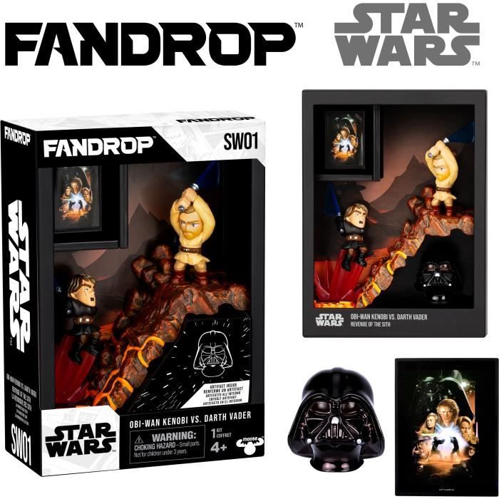 Figurina - Fandrop X Star Wars - ObI-Wan Contro Anakin - Vetrina Con Scena Cult + Mini Poster - 18 cm