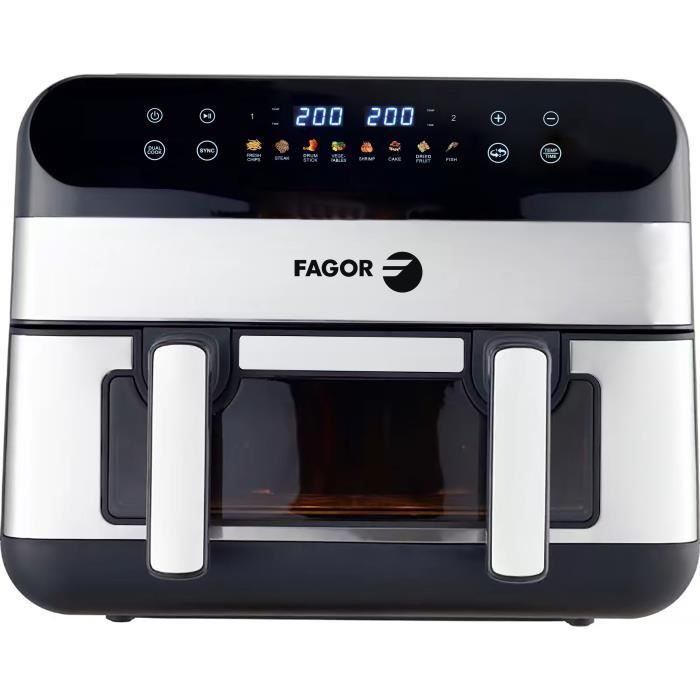 Friggitrice Senza Olio - Fagor - Airfryer Fgf10 - 10 L - 2400 W - Touch Screen - 8 Modalità Preregistrate - Ampia Vasca Di Cottura