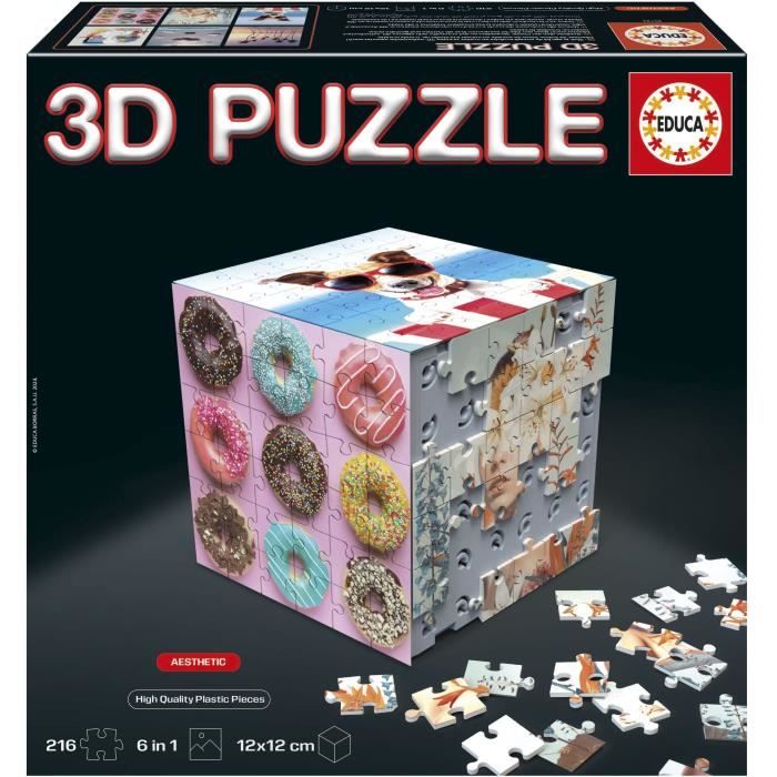 Puzzle 3d - Educa - Cubo Estetico - 216 Pezzi - 6 Puzzle Da 36 Pezzi - Sfida 8 Anni + (20125)