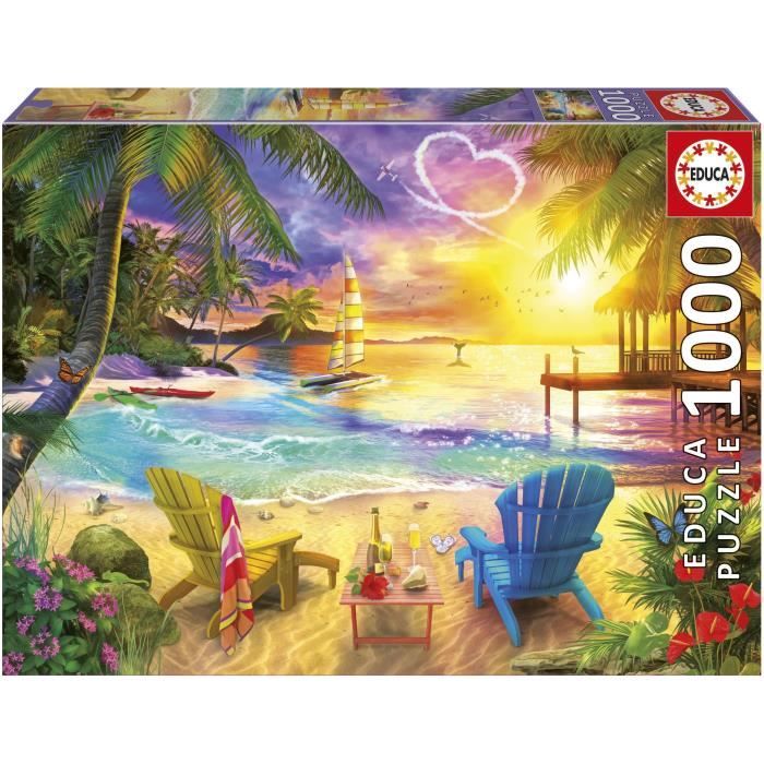 Puzzle - Educa - Love Beach - 1000 Pezzi - 68x48 Cm - Per Adulti - Tema Natura