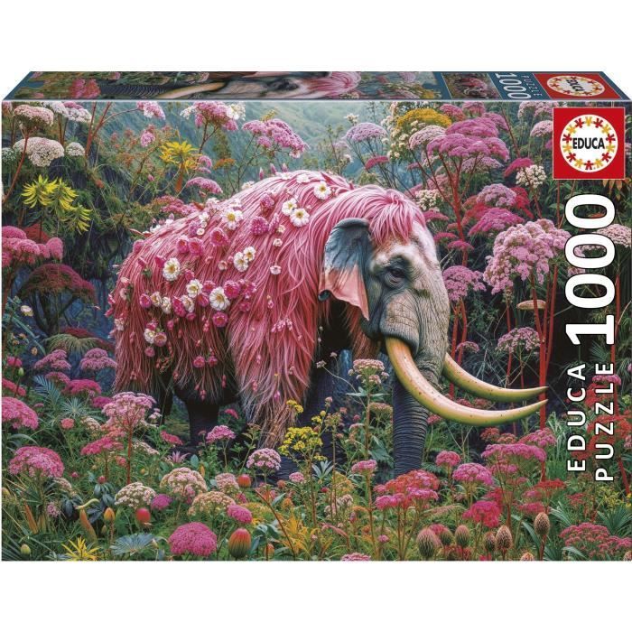 Puzzle - Educa - Elefante Fiorito - 1000 Pezzi - 48x68 Cm - Per Adulti - Animali