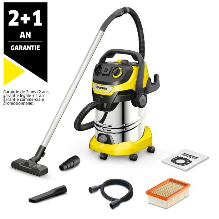 Aspirapolvere Umido E Secco Karcher Wd 6 Ps V-30/8/35/t - Serbatoio In Acciaio Inox Da 30 L - 1300w (presa Di Corrente Portatile E Funzione Soffiante)