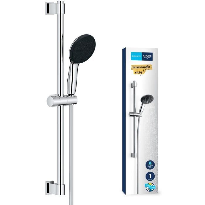 Set Doccia Con Soffione 1 Getto, Asta Da 60 Cm E Flessibile Da 1,75 M - Grohe Vitalio Start 110 27942001 - Risparmio Idrico - Cromo