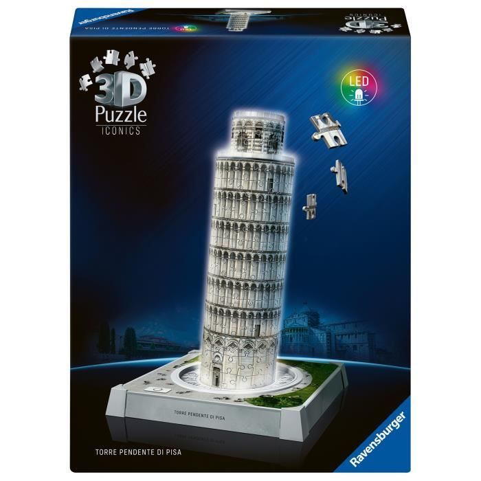 Puzzle 3d Iconico: Torre Pendente Di Pisa Illuminata
