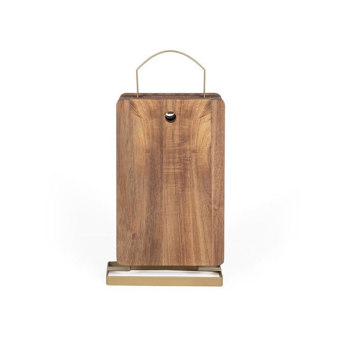 Set Di 4 Taglieri - Livoo - Mes152 - Legno Di Acacia Fsc - 22 X 14 Cm - Supporto In Metallo