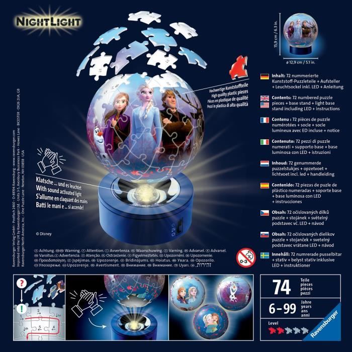 Ravensburger - The Snow Queen 2 3d Round Puzzle 72 Pezzi Illuminati - Image 4