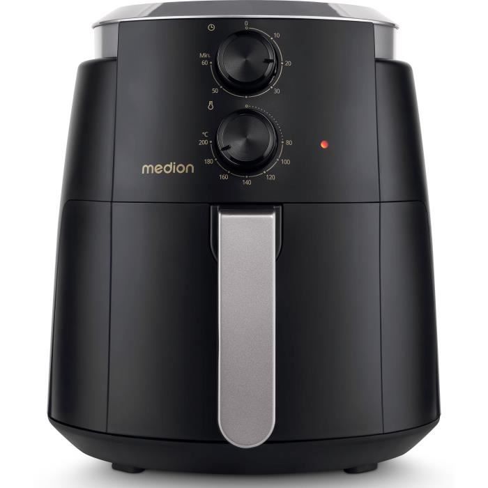 Friggitrice Ad Aria Calda - Medion - Md13020 - Friggitrice Ad Aria - 1500 Watt - Timer 60 Min - Fino A 200°c - 4,7 L - Nero