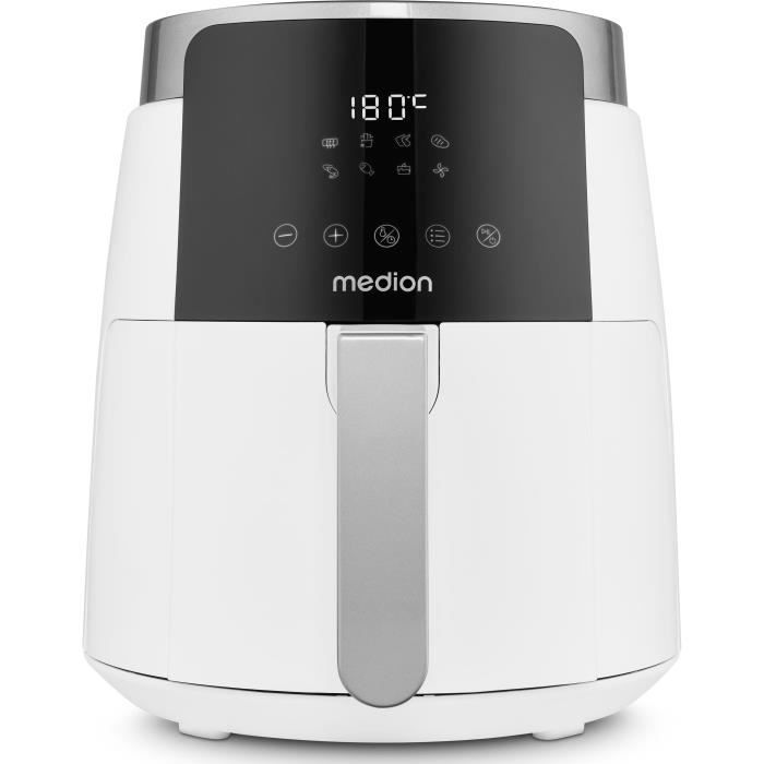 Friggitrice Ad Aria Calda - Medion - Md13030 - Digitale - Airfryer - 1500 Watt - Timer 60 Min - Fino A 200°c - 4,7 L - Bianco