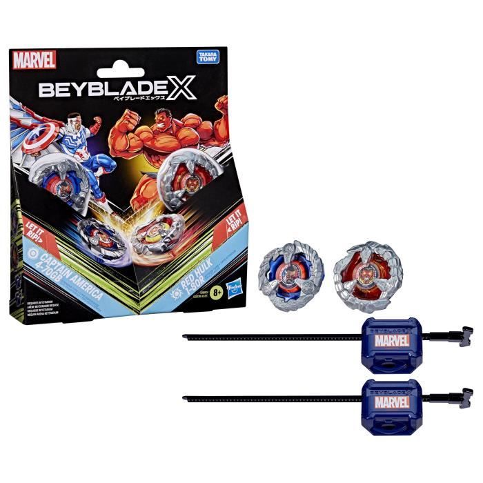 Beyblade X Multipack Top Captain America 4-70gb Vs. Red Hulk 1-80r, Età 8+