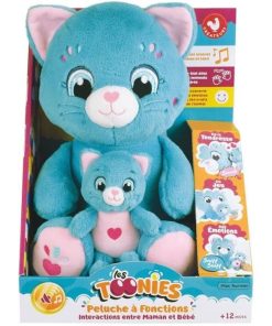 Peluche Morbido - Jemini - Toonies - Mamma Gatta Interattiva E Il Suo Cucciolo - +/- 26 Cm - 6 Funzioni
