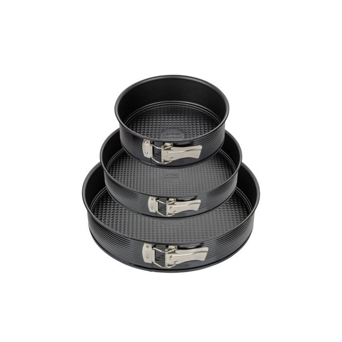 Set Di 3 Tortiere Rotonde A Cerniera - Zenker - Nero Metallizzato - 20, 24 E 28 cm
