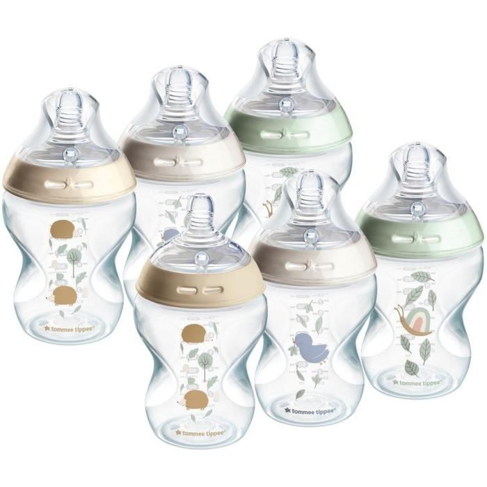 Tommee Tippee - Confezione Da 6 Biberon Closer To Nature - Tettarella Con Valvola AntI-Colic - 260ml - Multicolore