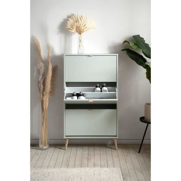 Zapatero - Vigo 49a - Verde Pastel - Patas De Madera Maciza - 70 X 24 X 125 cm